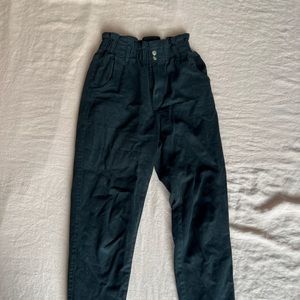 Black paper bag pants
